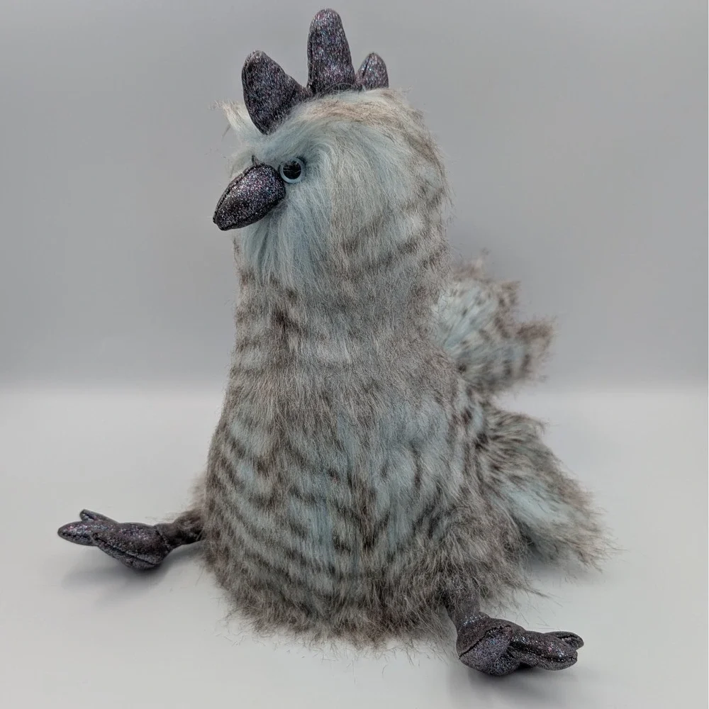 Jellycat Priscilla Chicken Plush Blue Grey Striped Retired Sparkle Bird 10 Inch